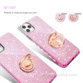 Capa de telefone glitter com suporte de anel para iPhone